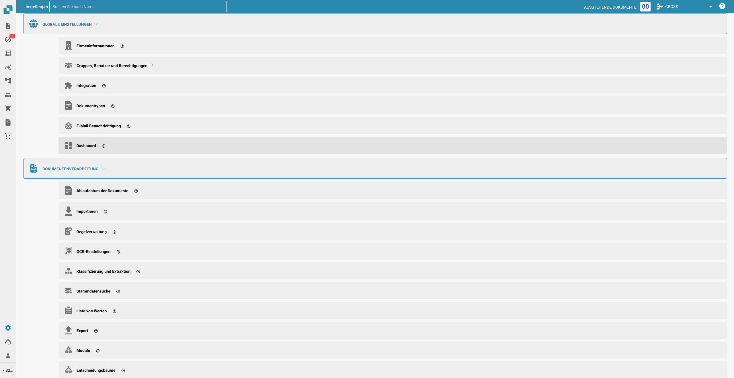 Einstellungen Übersicht